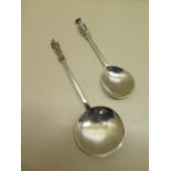 Two silver Apostle spoons London 1898/99 maker WCJL length 17cm - and London 1877/78 length 21cm -