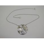 A Georg Jensen silver pendant on chain designed by Arno Malinowski number 105 - pendant 5.3cm