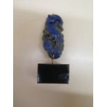 A blue jade carving on stand - Height 8cm