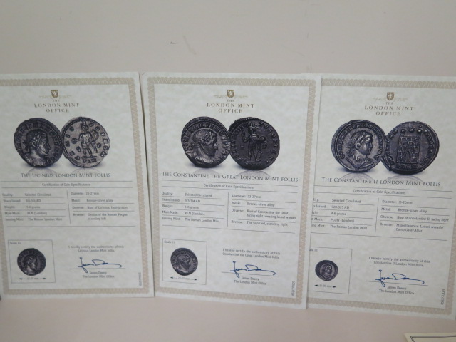 London Mint Office four boxed Roman coins with certificates - Emperor Nero silver Tetradrachm, - Image 4 of 14