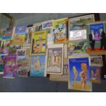 A good collection of 17 humorous postcard original artwork paintings 12 of which have the