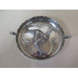 A silver embossed sardine dish - width 15cm - generally good condition - approx weight 2.4 troy oz