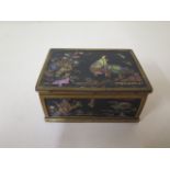 A good quality 19th century gilt mother of pearl inlaid box with tortoiseshell panels - 6.5cm x