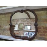 An oak shaped wall mirror - 71cm x 71cm - generally good, some expansion splits