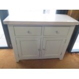 An ex display shaker sideboard with a chalked oak top and a grey base - as new - width 100cm