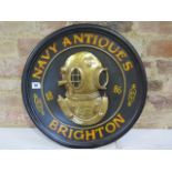 A reproduction Navy Antiques Brighton painted sign - diameter 45cm