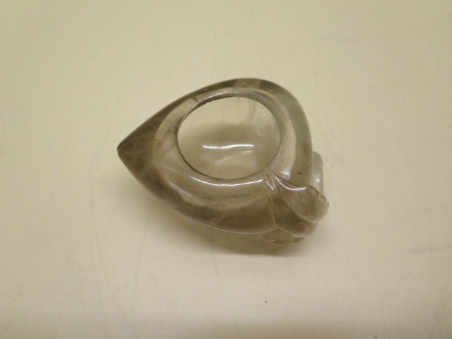 A Chinese 19th century carved rock crystal brush washer in the shape of a peach - 9cm x 7cm - some - Image 3 of 4
