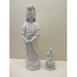 A Chinese 19th century Blanc-de-Chine model of Guanlin together with a 17th/18th century seated