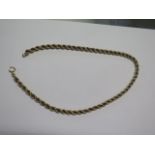 A hallmarked 9ct yellow gold ropetwist necklace - length 46cm - approx weight 24.3 grams - in