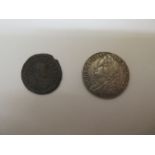 An Alexius Roman Coin and a George II 1758 Shilling
