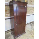 A mahogany single door wardrobe on dwarf cabriole legs - height 183cm x 79cm x 49cm