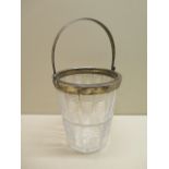 A cut glass ice bucket with silver rim and handle Birmingham 1934/35 Hukin and Heath Ltd with handle