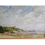 John Rohda local artist oil on board Norfolk beach scene - frame size 38cm x 48cm