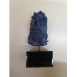 A blue jade carving on stand - Height 7cm