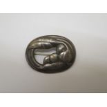 A Georg Jensen silver brooch early 1950's oval form with leaf and fruit number 18 - width 4.5cm -