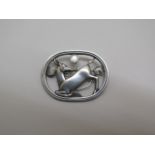 A Georg Jensen silver Kneeling Deer oval brooch number 256 - width 4.3cm - in generally good