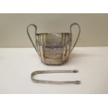 A Victorian silver sugar bowl - London 1897/98 - and a pair of silver nips - total weight approx 8.8