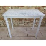 A painted breakfast bar with marble top retailled by John Lewis - as new - width 110cm x depth