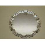 A silver salver card tray - width 15cm - Sheffield 1998 maker RC - approx weight 4.7 troy oz -