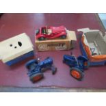 A Diecast Chad Valley Fordson Major Tractor with part box, another tractor with box spares or