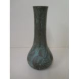 A WMF green patinated vase with stylized floral decoration - Height 26.5cm - 4 dents to base of