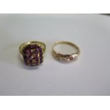 Two 18ct yellow gold rings, size M and R, one hallmarked the other marked 750, total weight approx