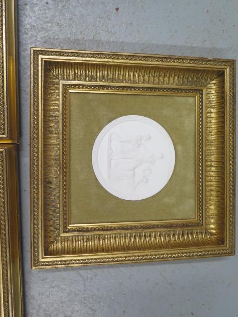 Three Royal Copenhagen Parian type Classical plaques in gilt frames - 33cm x 33cm - all good - Image 3 of 5