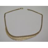 A 9ct yellow gold necklace marked 375, 43cm long, approx 11.5 grams, generally good condition