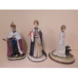 Three Capodimonte porcelain figures of Queen Elizabeth II - height 39cm - Princess Anne and Prince