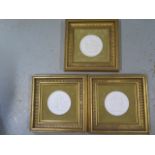 Three Royal Copenhagen Parian type Classical plaques in gilt frames - 33cm x 33cm - all good