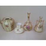 Four pieces of Royal Worcester blush ivory ware - all good apart from missing pot pourri top -