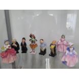 Three Royal Doulton figures Cissie, Bo Peep and Dinky Do and five Doulton Dickens figures - all good
