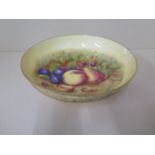 An Aynsley fruit decorated bowl on stand - Height 9cm x Diameter 25cm - in good condition