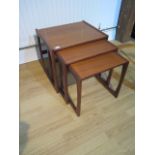 A nest of three G Plan style side tables - Height 49cm x 54cm x 43cm - generally good condition