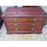 An inlaid mahogany three drawer chest, 54cm tall x 90cm x 45cm