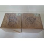 Two unopened boxes of Temple Hall Jamaican Soutar Churchill cigars - box size 15cm x 16cm x 11cm