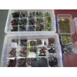 A collection of metal and plastic figures including Warhammer including Fantasy Chaos, English civil