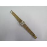 A hallmarked 9ct yellow gold Tissot ladies bracelet wristwatch, manual wind, running, generally