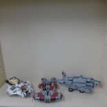 Three Lego Star Wars ships with eleven mini figures, not checked, no box or instructions