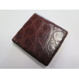 A vintage crocodile skin card case - 10cm x 10cm x 2cm - with a good colour and patina, clasp good