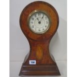 A mahogany and walnut case balloon clock, 35cm high, 20cm base, inlaid with shell motif and