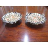 Davenport Longport Imari pattern pair of cakestands - 7cm x 23cm - both good, minor marks