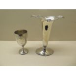 A weighted silver vase - height 23cm - and a silver Victorian goblet - total weight approx 18.4 troy