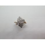 A hallmarked 9ct yellow gold diamond cluster ring, head approx 17mm x 12mm, ring size P, approx 4.