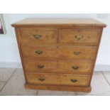 A Victorian burr walnut fronted five drawer chest on a plinth base, 106cm tall x 107cm x 51cm, in