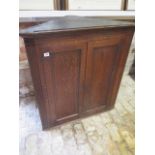 A 19th century oak corner wall cupboard - height 94cm x width 88cm