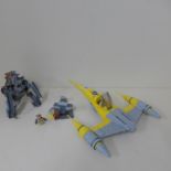 A Star Wars Lego Naboo fighter with four mini figures - believed complete but has not been