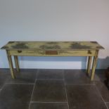 An Oriental style painted altar hall table - Height 72cm x 190cm x 43cm deep - general usage wear to