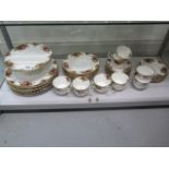 Royal Albert Country Roses 8 setting tea set with dinner plates, side plates, cups and saucers but