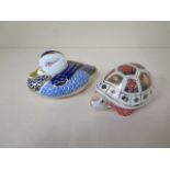 Royal Crown Derby Imari paperweights duck and tortoise - both good